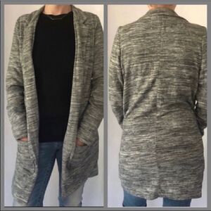 ANTHROPOLOGIE TERRY LONG HEATHERED GRAY CARDIGAN